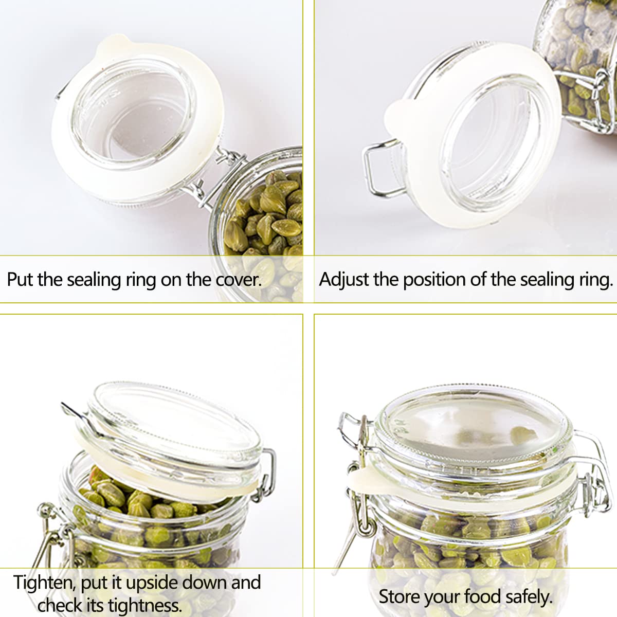 8 Pieces Silicone Jar Replacement Gasket, 3.75 Inch Sealing Rings For Glass Clip Top Jars, Leak-Proof Canning Silicone Fitting S